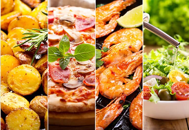 Low Carb vs. High Carb Titelbild für Low Carb vs. High Carb, eine Zusammenstellung verschiedener Speisen.