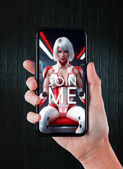 hand mit smartphone, zeigt das smartphone-wallpaper join me
